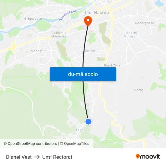 Harta de Dianei Vest către Umf Rectorat