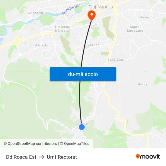 Harta de Dd Roșca Est către Umf Rectorat