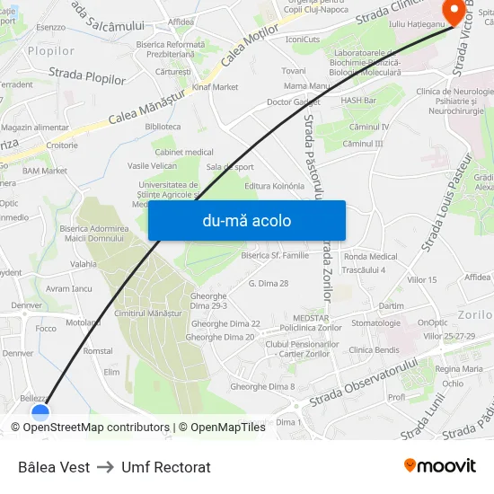 Harta de Bâlea Vest către Umf Rectorat