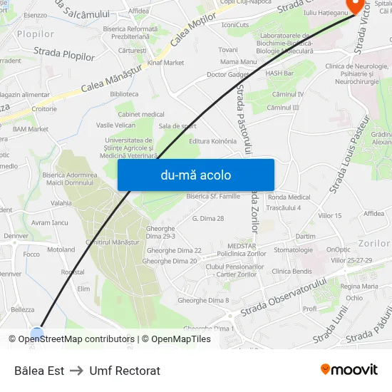 Harta de Bâlea Est către Umf Rectorat