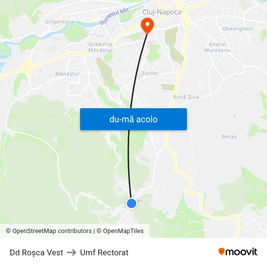 Harta de Dd Roșca Vest către Umf Rectorat
