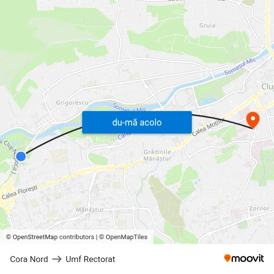 Harta de Cora Nord către Umf Rectorat