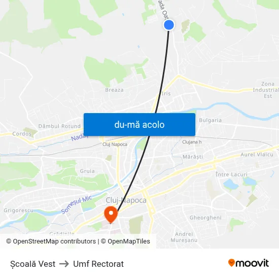 Harta de Școală Vest către Umf Rectorat