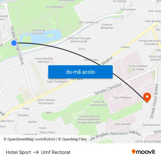 Harta de Hotel Sport către Umf Rectorat