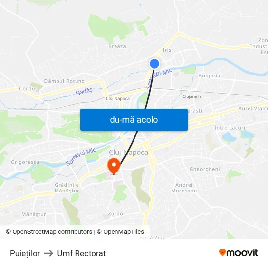 Harta de Puieților către Umf Rectorat