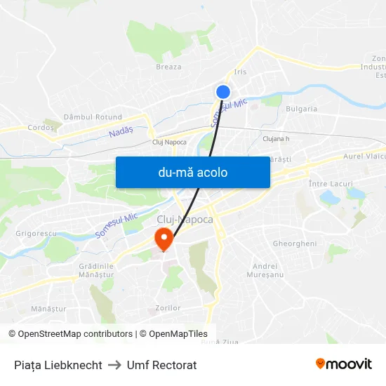 Harta de Piața Liebknecht către Umf Rectorat