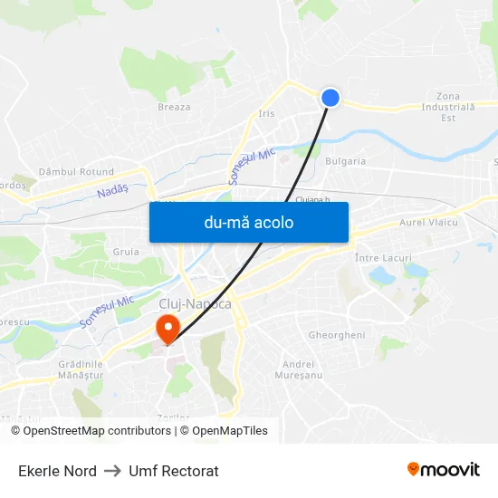 Harta de Ekerle Nord către Umf Rectorat