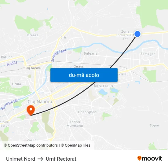 Harta de Unimet Nord către Umf Rectorat