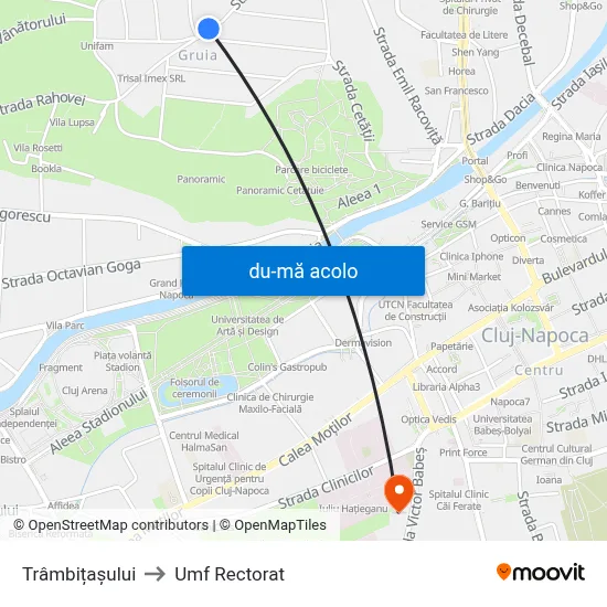 Harta de Trâmbițașului către Umf Rectorat