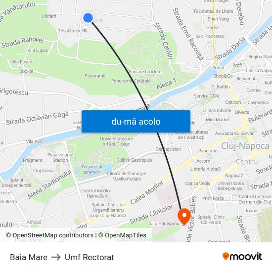 Harta de Baia Mare către Umf Rectorat