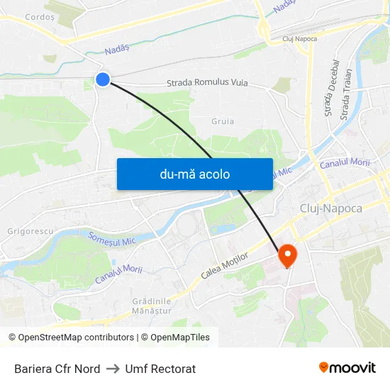 Harta de Bariera Cfr Nord către Umf Rectorat
