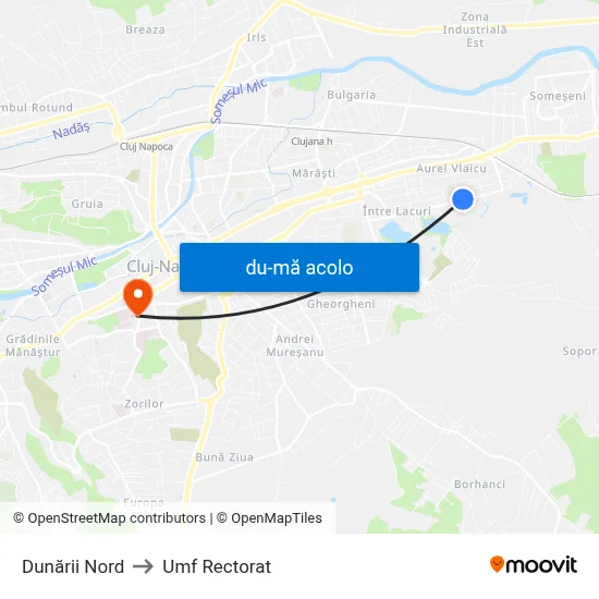 Harta de Dunării Nord către Umf Rectorat