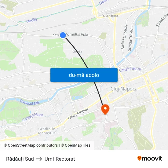 Harta de Rădăuți Sud către Umf Rectorat