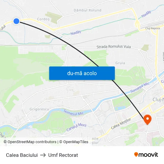 Harta de Calea Baciului către Umf Rectorat