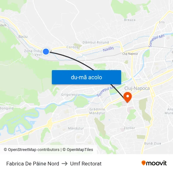 Harta de Fabrica De Pâine Nord către Umf Rectorat