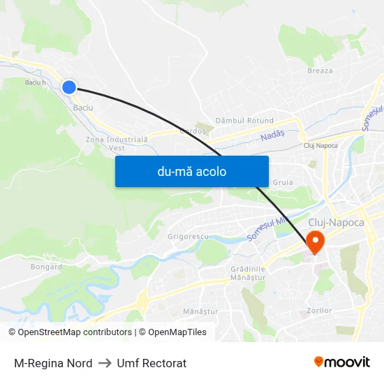 Harta de M-Regina Nord către Umf Rectorat