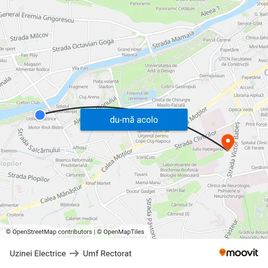 Harta de Uzinei Electrice către Umf Rectorat