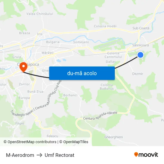 Harta de M-Aerodrom către Umf Rectorat