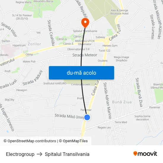 Harta de Electrogroup către Spitalul Transilvania