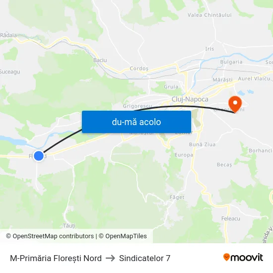 Harta de M-Primăria Florești Nord către Sindicatelor 7