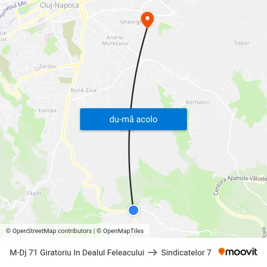 Harta de M-Dj 71 Giratoriu In Dealul Feleacului către Sindicatelor 7