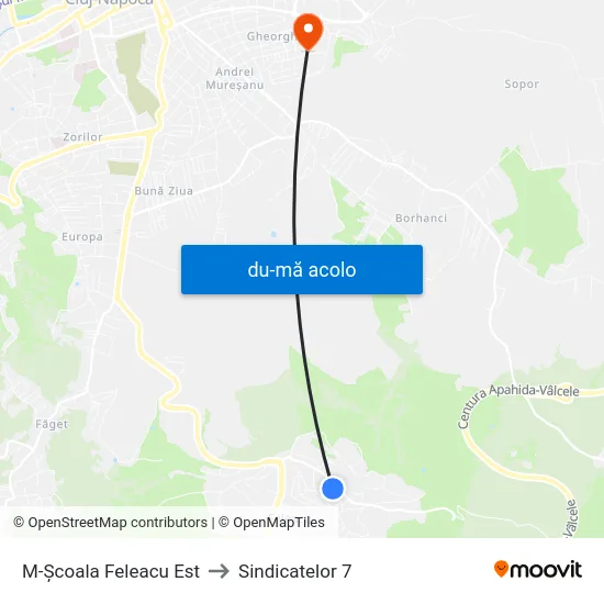 Harta de M-Școala Feleacu Est către Sindicatelor 7