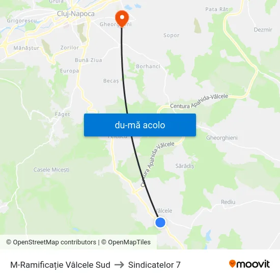 Harta de M-Ramificație Vâlcele Sud către Sindicatelor 7