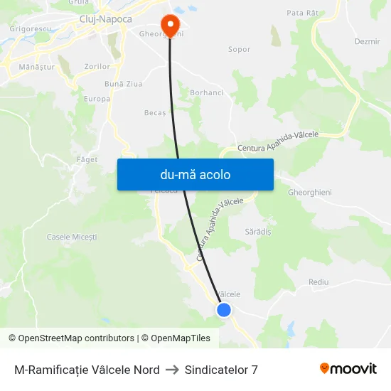 Harta de M-Ramificație Vâlcele Nord către Sindicatelor 7