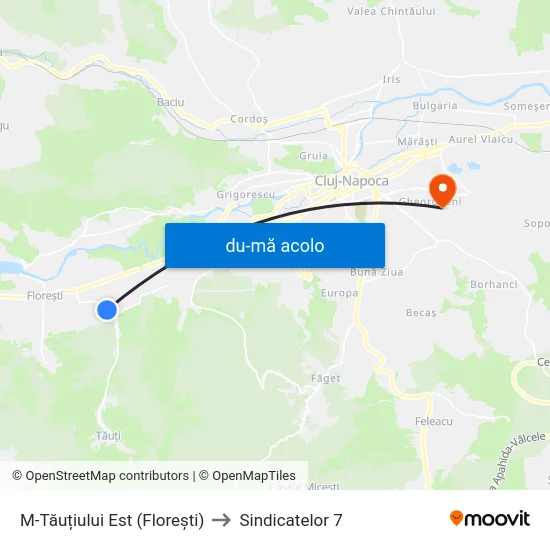 Harta de M-Tăuțiului Est (Florești) către Sindicatelor 7