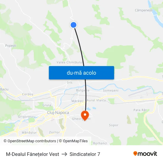 Harta de M-Dealul Fânețelor Vest către Sindicatelor 7