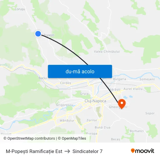 Harta de M-Popești Ramificație Est către Sindicatelor 7