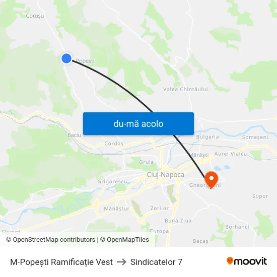 Harta de M-Popești Ramificație Vest către Sindicatelor 7