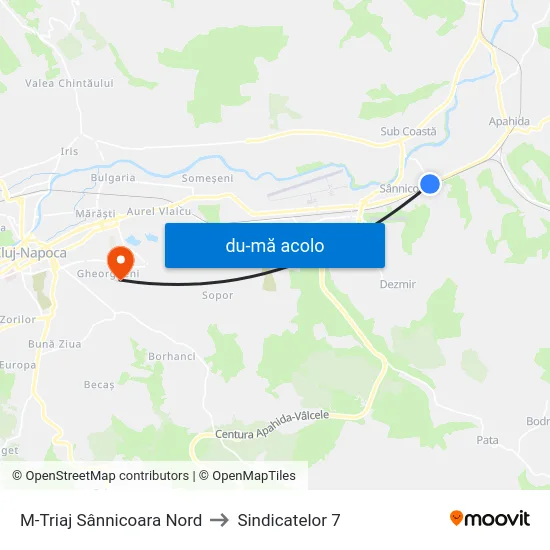 Harta de M-Triaj Sânnicoara Nord către Sindicatelor 7