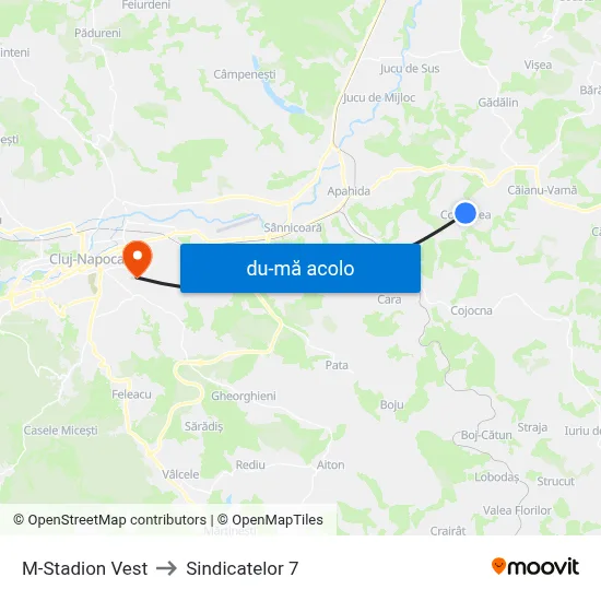 Harta de M-Stadion Vest către Sindicatelor 7