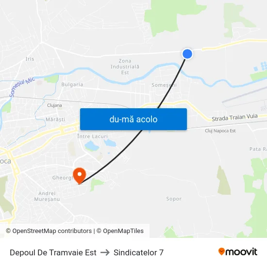 Harta de Depoul De Tramvaie Est către Sindicatelor 7