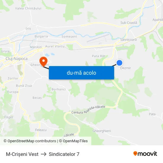 Harta de M-Crișeni Vest către Sindicatelor 7