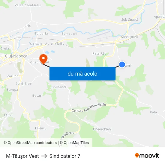 Harta de M-Tăușor Vest către Sindicatelor 7