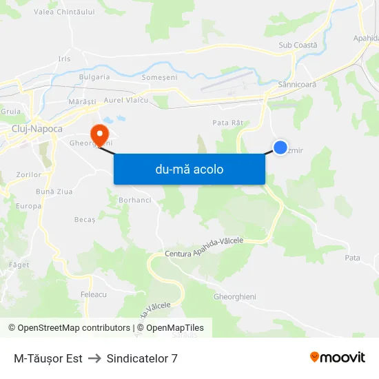 Harta de M-Tăușor Est către Sindicatelor 7