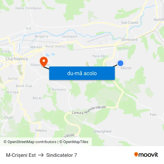 Harta de M-Crișeni Est către Sindicatelor 7