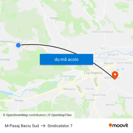 Harta de M-Pasaj Baciu Sud către Sindicatelor 7