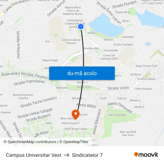 Harta de Campus Universitar Vest către Sindicatelor 7