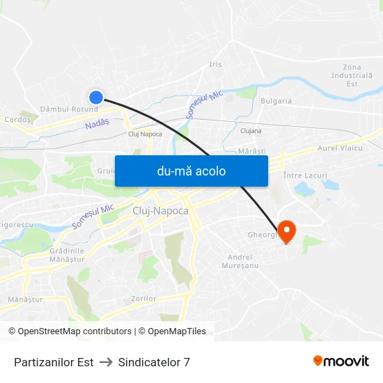 Harta de Partizanilor Est către Sindicatelor 7