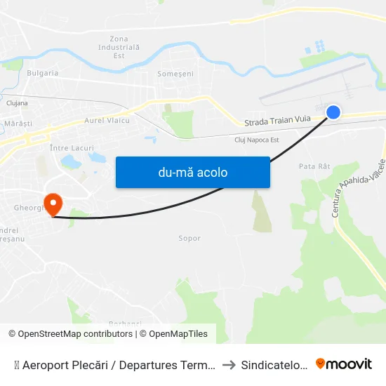 Harta de ✈ Aeroport Plecări  / Departures Terminal către Sindicatelor 7