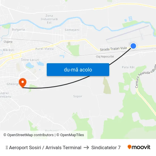 Harta de ✈ Aeroport Sosiri / Arrivals Terminal către Sindicatelor 7