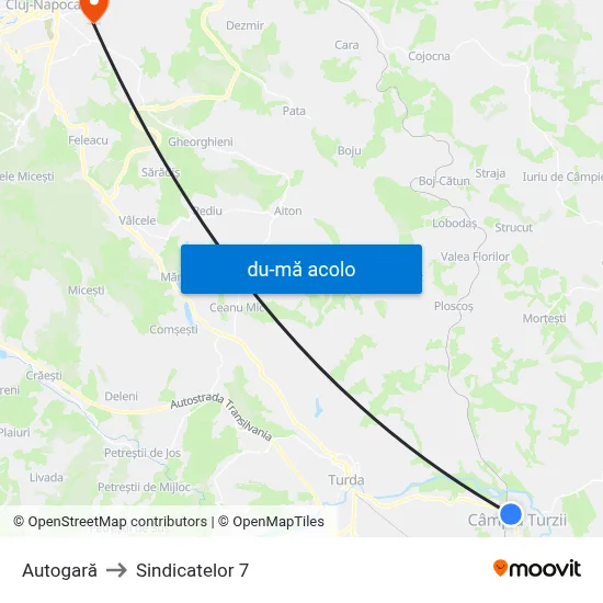 Harta de Autogară către Sindicatelor 7