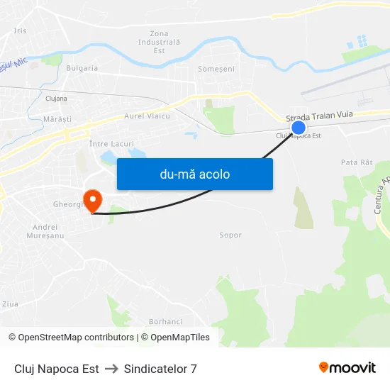 Harta de Cluj Napoca Est către Sindicatelor 7