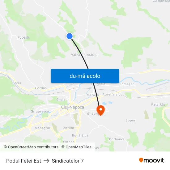 Harta de Podul Fetei Est către Sindicatelor 7