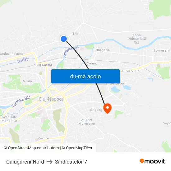 Harta de Călugăreni Nord către Sindicatelor 7