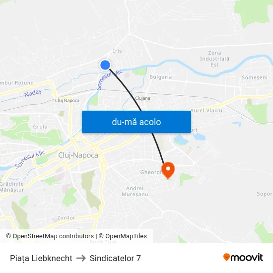 Harta de Piața Liebknecht către Sindicatelor 7