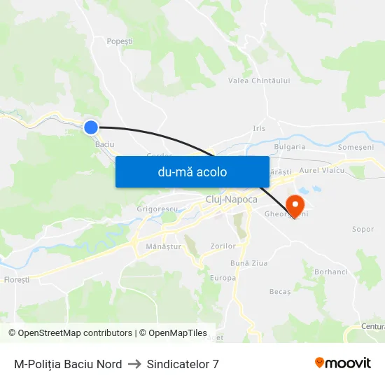 Harta de M-Poliția Baciu Nord către Sindicatelor 7